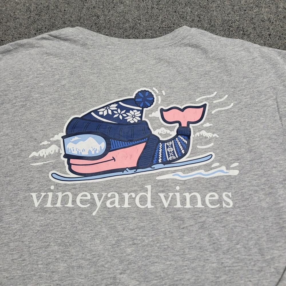 Vineyard Vines Shirt Men Extra Large Gray Downhill Ski Whale Long Sleeve Pocket